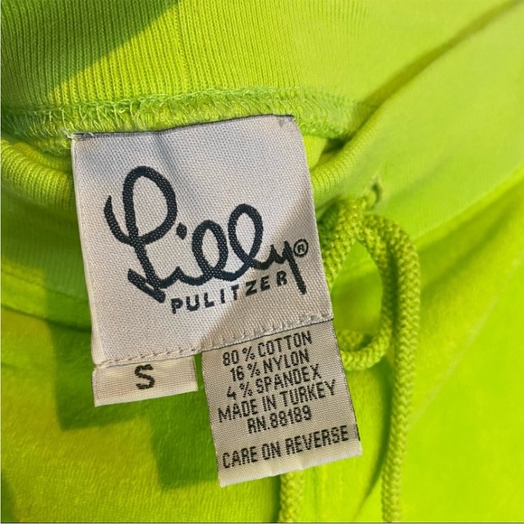Lilly Pulitzer Terrycloth Cropped Pants Sz S Yellow/Green - Picture 7 of 8